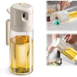 2-in-1 Glass Oil Sprayer and Dispenser, 550ML/18.6OZ Spray Bottle With Pourer for Kitchen, Premium Clear Food-Grade Mister Bottle for Kitchen and BBQ (Grey#1PC) (Grey#1PC)