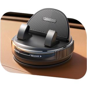 JOYROOM Car Phone Holder Mount, [360 Rotation+Thick Case Friendly] Cell Phone Car Mount with Adjustable Spring Clip, Universal Dashboard Phone Holder Anti-Slip Silicone for iPhone (Black)