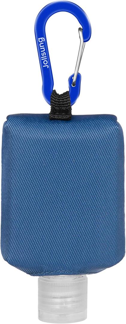 Hand Sanitizer Bottle Case Holder, Travel Size Empty Bottle Refillable Containers for Soap, Lotion, and Liquids - 60ML/2 oz Flip Cap Reusable Bottles with Carabiner Carriers (Blue)