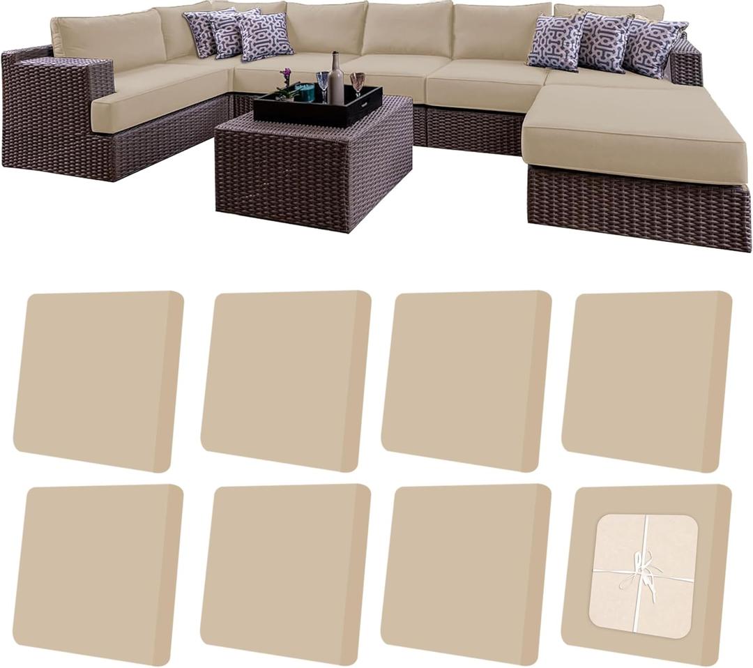 8Pcs Outdoor Cushions Covers Patio Cushions Covers Outdoor Furniture Stretch Covers Patio Cushion Covers Replacement Couch Slipcovers Waterproof (Cover Only) (Light Mocha)
