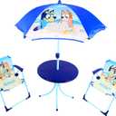 Toyland® Bluey & Bingo Table & Chairs Patio Set - 1 Table, 2 Chairs & 1 Parasol - Children's Indoor & Outdoor Furniture - Perfect for Beach & Garden
