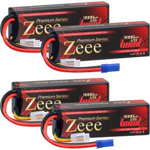 Zeee 7.6V Lipo Battery 2S 120C 9000mAh EC5 Connector 2 Pack with 3S Lipo Battery 9000mAh 11.4V 120C EC5 Connector 2 Pack for RC Car