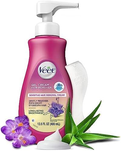 Hair Remover, Veet Gel Hair Removal Cream Sensitive, 13.5 Ounce, Sensitive formula with Aloe Vera and Vitamin E (pack of 1)