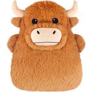 Highland Cow Microwavable Heating Pads for Belly, Neck & Shoulders, Heatable Plush with Moist Heat, Removable Plush Cover, Unscented Natural Fill, Adorable Surprise Present, 7.8" x 10.6", 1.2 lb