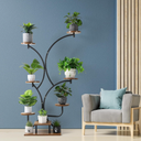 6 Tier Tall Plant Stand Indoor, Metal Wood Flower Shelf for Multiple, Corner Tiered Plants Shelf, S-Shaped Plant Rack for Patio Garden Living Room Outdoor Yard Balcony Bedroom, Rustic Brown