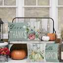 Fall Throw Pillow Covers 18x18 Autumn Give Thanks Pillow Case Set of 4 Hello Pumpkin Happy Harvest Thanksgiving Outdoor Cushion Cases for Sofa Couch (Blue)