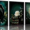 3Pcs Dark Academia Canvas Wall Art Moody Victorian Woman Reading Book Pictures Wall Decor Mystical Gothic Vintage Halloween Posters Prints for Bedroom Living Room Home Decoration (Frameless)