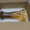 9.0"H Amber Glass Vases for Flowers, Unique Hand Blown Glass Vase Amber Gold Home Decor, Wide Mouth Colorful Flower Vase Centerpieces, For Living Room Table Bookshelf, Bathroom Office Shelf Decorative