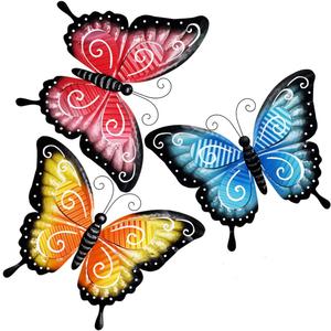 ABELOTS Metal Butterfly Wall Decor - 21" Oversized Outdoor Fence and Indoor Art Decor,Hanging Decoration for Garden Yard Living Room Bedroom Patio Balcony(3 Pack)