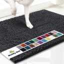Muddy Mat AS-SEEN-ON-TV Highly Absorbent Microfiber Door Mat and Pet Rug, Non Slip Thick Washable Area and Bath Mat Soft Chenille for Kitchen Bathroom Bedroom Indoor and Outdoor - Charcoal 36" x 120"