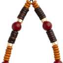 Beaded Phone Wrist Strap Bamboo Beaded Phone Lanyard Coconut Shell Beads Wrist Lanyard for Smartphone Charm Wristlet (Garnet Red)