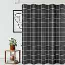 Tititex Net Black Grid Plaid Minimalist Shower Curtain, White Line Simple Modern Shower Curtain Sets Decoration 71x71 Inch with Hooks
