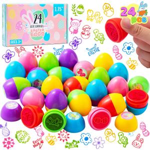 JOYIN 24Pcs Easter Egg Stampers Toys for Easter Eggs Hunt Game, Basket Stuffers Fillers, Kids Party Favor, Assorted Self-ink Stamp for Classroom Exchange and Prize Supplies Gifts