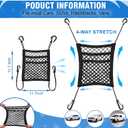 Universal Dog Car Net Barrier Sturdy Mesh, Easy Install, Breathable Design, Easy to Clean, Flexible Bungee Cords for Adjustable Fit 23"23" (Black) (3-Layer Mesh)