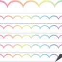 TaoBary 24 Pcs Pastel Omber Magnetic Borders for Classroom Whiteboard 11.8 x 1.5" Pastel Omber Magnetic Bulletin Board Borders Scalloped Strips Trim Decor for Classroom School Office Chalkboard Wall