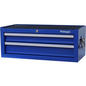 Workington Industrial 2 Drawers Portable Metal Intermediate Box, 26" Middle Tool Chest Cabinet with Ball Bearing Drawer Slides, Steel Tool Storage Box Organizer 4008 Blue