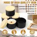 24-Pack 4oz Candle Tins with Wood-Grain Printing Lids, Metal Candle Jars for Candle Making, Bulk Empty Containers for Beginners & DIY Storage - Wood Black