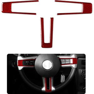 Car Sticker Interior Trim Carbon Fiber Decal for Ford Mustang GT Shelby 2009 2010 2011 2012 2013 2014 Accessories (Wheel)