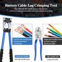 Battery Cable Lug Crimping Tool, Wire Crimper Tool with Cable Cutter for AWG 10-1/0 Electrical Lug Crimper, Heavy Duty Wire Lugs, Battery Terminal, Copper Lugs