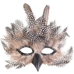 Halloween Black Feather Raven Masquerade Mask - Halloween Costume - Cosplay - Venetian - Mardi Gras - Crow Mask (White)