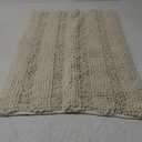H.VERSAILTEX Bath Rugs for Bathroom Non Slip Bath Mats Extra Thick Chenille Striped Rug 20" x 32" Absorbent Non Skid Fluffy Soft Shaggy Washable Dry Fast Plush Mat for Indoor, Bath Room, Tub - Ivory