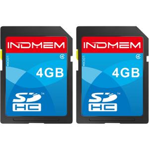 INDMEM SD Card 4GB SDHC Class 4 Flash Memory Card 4 GB Digital Camera Cards, 2 Packs