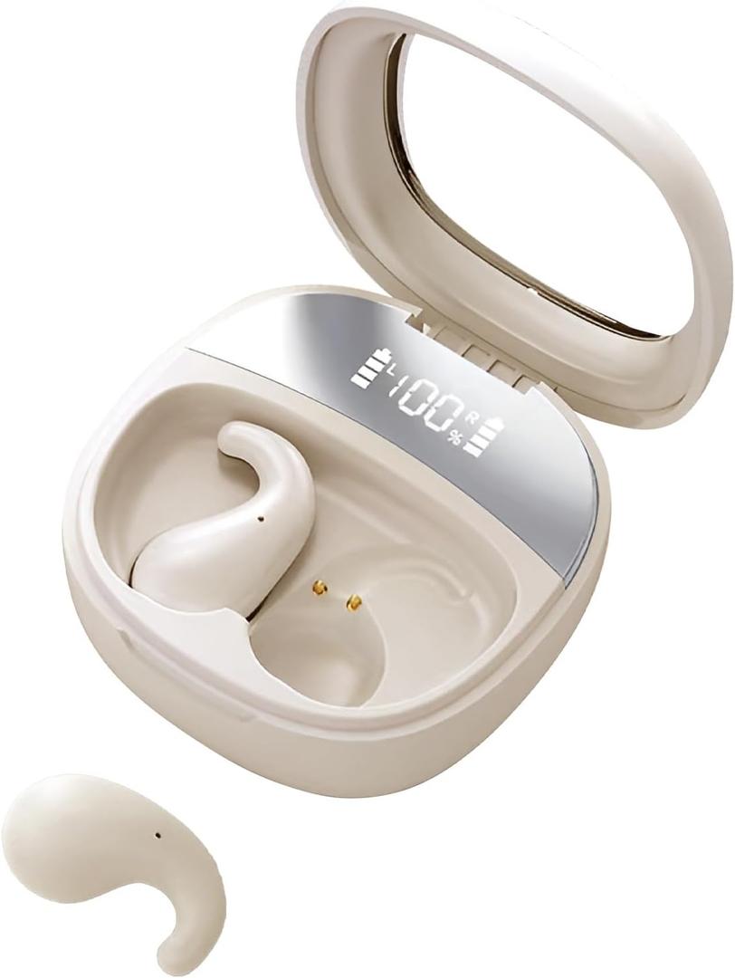 Sleep Earbuds for Side Sleepers - Noise Cancelling Headphones with Sleep Mode, Non-in Ear Design for Pain-Free All Night Comfort (Beige)