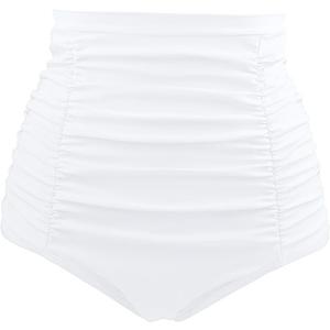 Tempt Me Women's High Waisted Swimsuit Bottom Tummy Control Ruched Bikini Bottom Vintage Swim Bottom Tankini Briefs (Large, White)