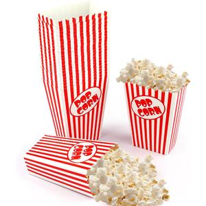 50 Pcs Small Popcorn Boxes for Party 5.5 Inches Tall Red & White Striped Popcorn Bags Mini Popcorn Buckets & Popcorn Bowl for Movie Theater, Home, Carnival Decorations (50)