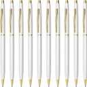 Cambond Ballpoint Pens White Pens - Black Ink Bulk Pens 1.0 mm Medium Point Retractable Metal Pen Comfortable Writing for Men Women Police Uniform Office Business, 10 Pack (White)