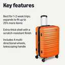 Amazon Basics 26" Hardside Medium Checked Luggage, Expandable Hardshell Suitcase with Wheels, Scratch-Resistant Surface, Four Multi-directional Wheels, Orange