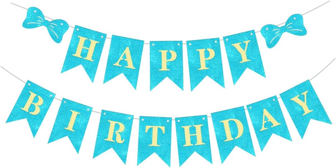 Happy Birthday Banner Birthday Hanging Decoration for Adults Kids Boy Party Supplies (blue)