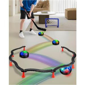 SPORTY PLAY Hockey Stick Handling Trainer  Adjustable Hockey Training Equipment Set with Hover Soccer Ball, Mini Goal & Sticks  Improve Skills & Coordination for Kids & Teens