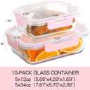 UMEIED 10 Pack Glass Food Storage Containers with Lids Leakproof, Airtight Glass Meal Prep Containers For Lunch, On The Go, Leftover, Dishwasher Safe, Large