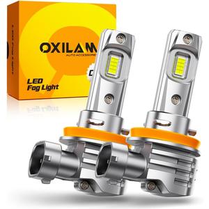 OXILAM H11 LED Bulbs H8 H9 6500K Cool White Fog Bulb, 32000LM 800% Brighter, Plug and Play, 1:1 Mini Size, IP68 Waterproof, Fanless, Pack of 2