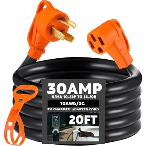 Xuhal 20 ft NEMA 10-30P to 14-50R EV Charger Adapter Cord 3 Prong Old Dryer Outlet to Level 2 EV Charging Power Cord with Handle (Only for 3 Prong L-Shaped Old Dryer NEMA 10-30R Outlet) ETL Listed