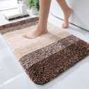 OLANLY Bathroom Rug Mat 24x16, Extra Soft and Absorbent Microfiber Bath Rugs, Non-Slip Plush Shaggy Bath Carpet, Machine Wash Dry, Bath Mats for Bathroom Floor, Tub and Shower, Brown