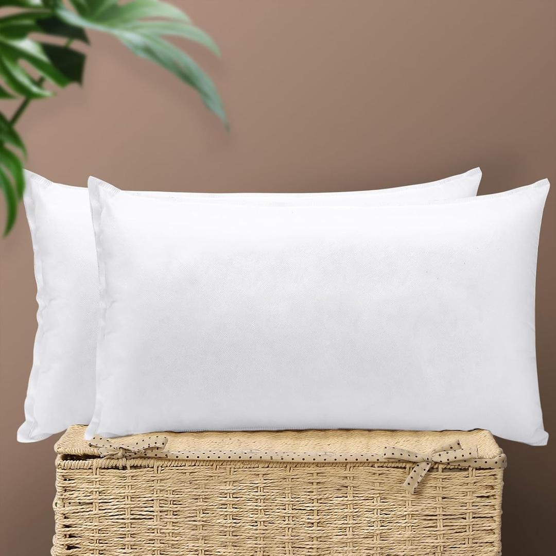 OTOSTAR Set of 2 Pillow Inserts 12x20 Inch, Decorative Rectangle Throw Pillow Inserts, Premium Fluffy Pillow Forms Sham Stuffer for Sofa Bed Couch Living Room- Indoor (White)