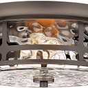 Casia Dining Room Flush Mount Ceiling Light, Farmhouse 2-Light Close to Ceiling Lighting Fixture with Bubble Glass, Industrial Metal Ceiling Light for Living Room Hallway Bedroom (ORB, 12.77" D)