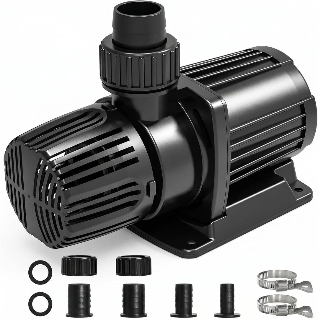 1587 GPH Submersible Water Pump, 55W Pond Pump with 16.5FT. Lift Height for Koi Pond Pool, Waterfall, Fish Tank, Aquarium, Statuary, Hydroponic, Ultra Quiet, Barrier Bag & 16.5FT Power Cord