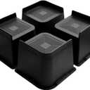 Bed Risers 4 inch Heavy Duty, Oversized Furniture Riser with Non-Slip Base for Sofa Couch Chair Desk Table Leg Dorm Bed Frame Lifts Risers Blocks Supports Up to 6,500 Lbs (Black 4 Pack)