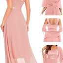 BeryLove Formal Wedding Guest Sequin Mother of The Bride Dress Evening Dresses (Medium, Blush)