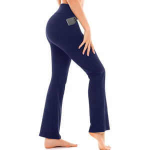 Walifrey Flare Leggings with Pocket for Women,High Waisted Opaque Flare Pants for Yoga Workout. Size S