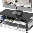 Desk Organizers and Accessories, 2-Tier Metal Computer Monitor Stand Riser, Desk Organizer for Monitor, Printer & Laptop Stand, Desktop Workspace Organizers for Office Supplies(Black)