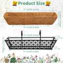 Geetery 8 Pack Window Railing Planter Deck Black Metal Hanging Flower Planter Basket Railing Window Basket with Coconut Liner for Patio Fence Porch Balcony Outdoor Indoor(24 Inch)