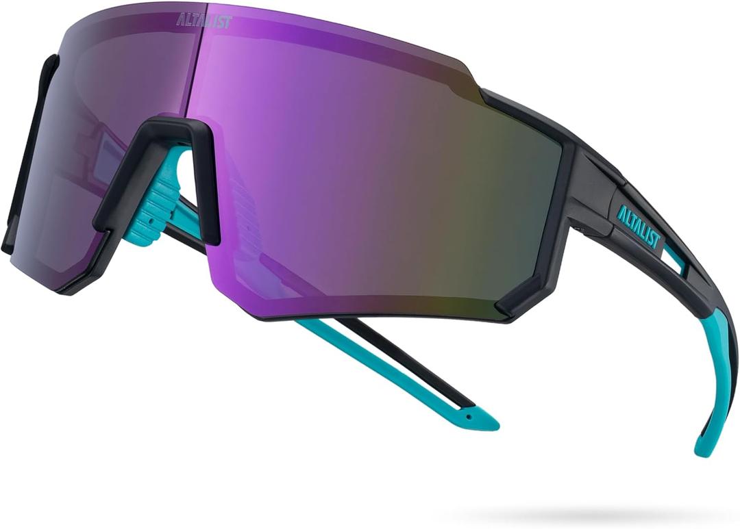 Cycling Glasses, UV400 Protection Sports Sunglasses Eyewear Baseball Running Fishing for Men Women Youth (Peacock Green)