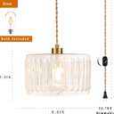 QIYIZM Glass Plug in Pendant Light Hanging Lights with Plug in Cord Milk White Hanging Lamp Gold Dimmable Mid Century Modern Plug in Chandelier Ceiling Fixture for Living Room,Kitchen,Boho