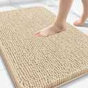 Arotive Bathroom Rugs 30x20, Extra Soft Absorbent Shaggy Chenille Bath Rugs, Machine Washable Rubber Backing Non-Slip Bath Mats for Bathroom Floor Tub and Shower, Home Decor Accessories, Beige