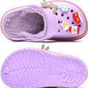 Kids' Boys Girls LED Clogs Cute Garden Shoes Cartoon Slides (1 Little Kid, Furry-purple)