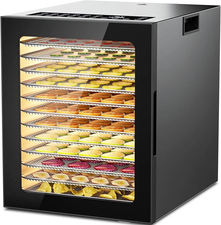 Food Dehydrator Machine, 12-Trays Stainless Steel Digital Food Dryer for Home,10 Presets, 48H Timer and Temperature Control, 850W Dehydrators for Food and Jerky, Dog Treats,Meats & Veggies